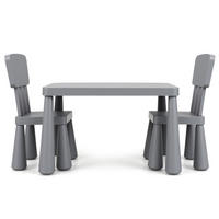 KINDERTISCH mit 2 Stühlen grau(3-tlg) - Grau, Kunststoff (76.5/49.5/54.5cm) - COSTWAY