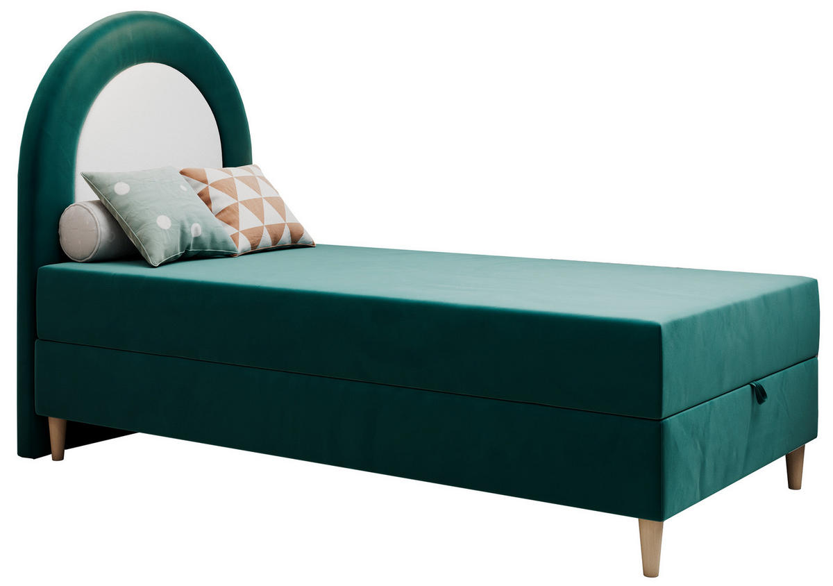 BOXBETT NEST 90/180 Dunkelgrün Velvet - H3 - Dunkelgrün, Holz/Textil (90/180cm) - MKS