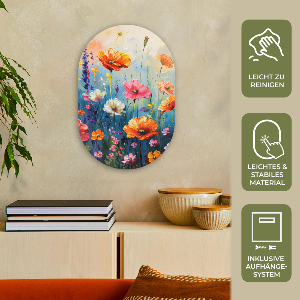 WANDBILD Blumen - Natur - Aquarell - Kunst 40x60 cm - Multicolor, Kunststoff (40/60cm) - MuchoWow