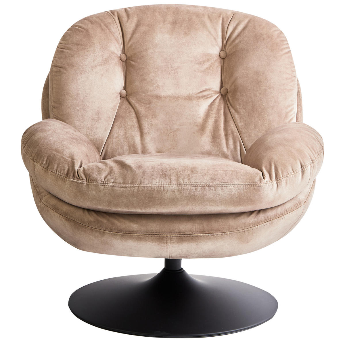 DREHSESSEL Beige Nolvik - Sandfarben/Schwarz, Textil (82/82/85cm) - Beliani