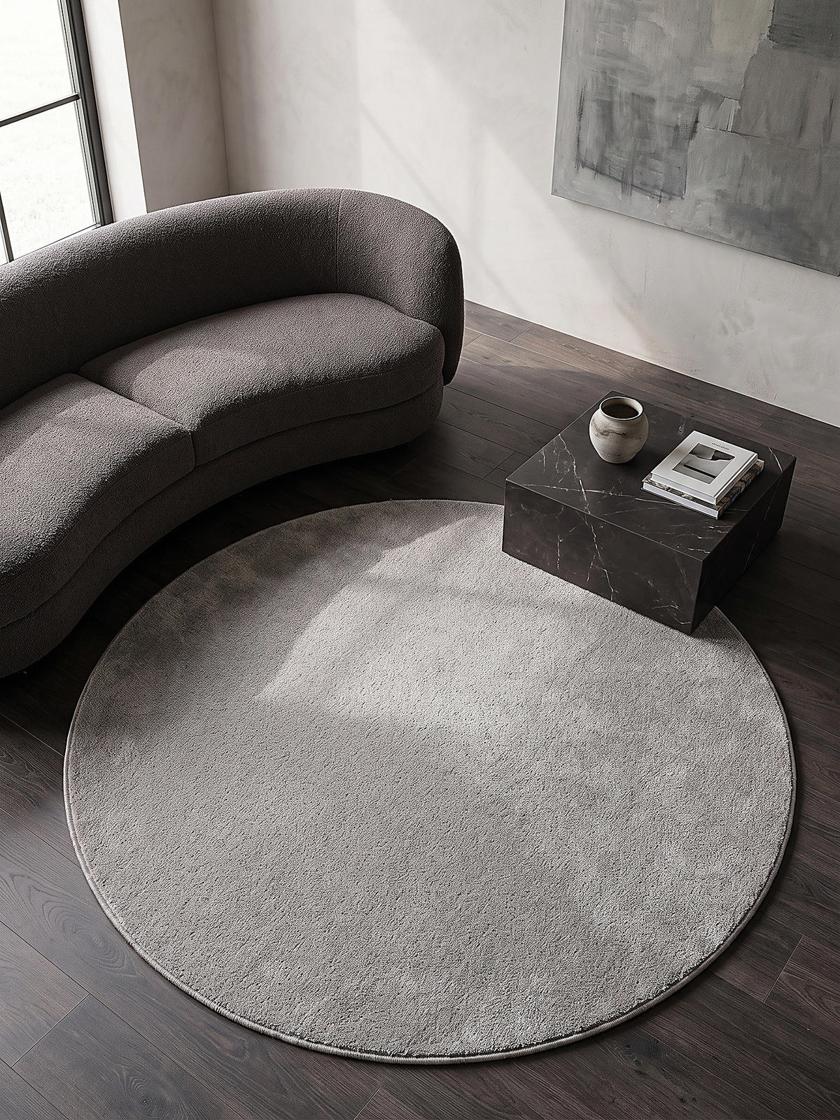 TEPPICH Hochflor BORMIDA Uni Polypropylen Silber Ø 200 cm Rund - Silberfarben, Textil (200/200cm) - KADIMA DESIGN
