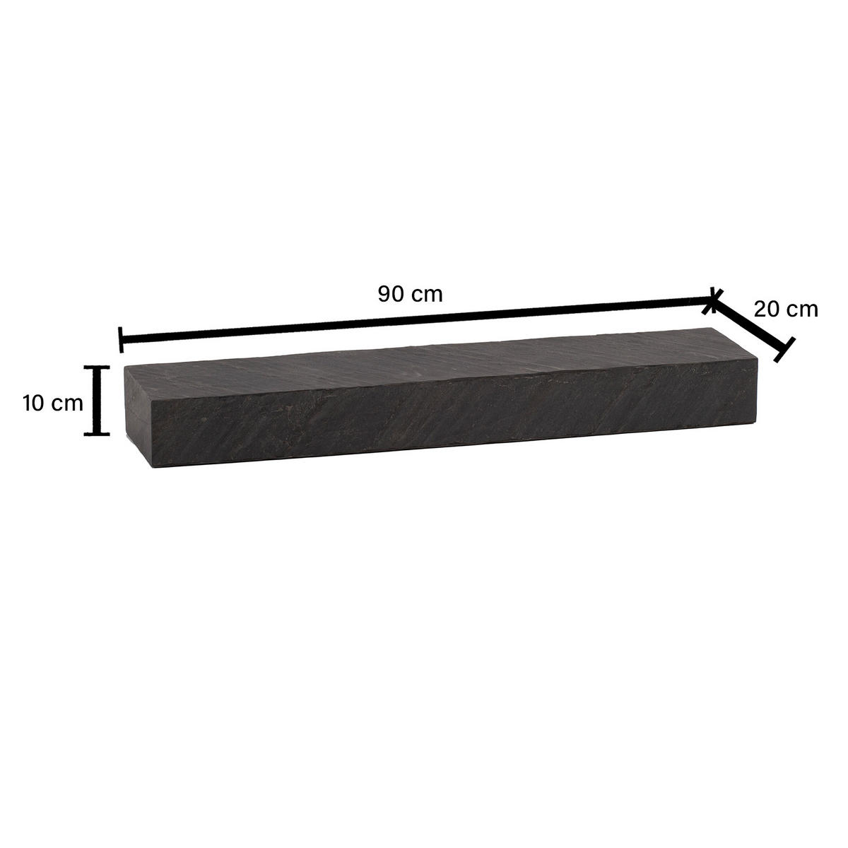 WANDREGAL Mango Massivholz Steinoptik Rechteckig Modern, Grau 90x20x10 cm - Grau, Holz (90/10/20cm) - KADIMA DESIGN