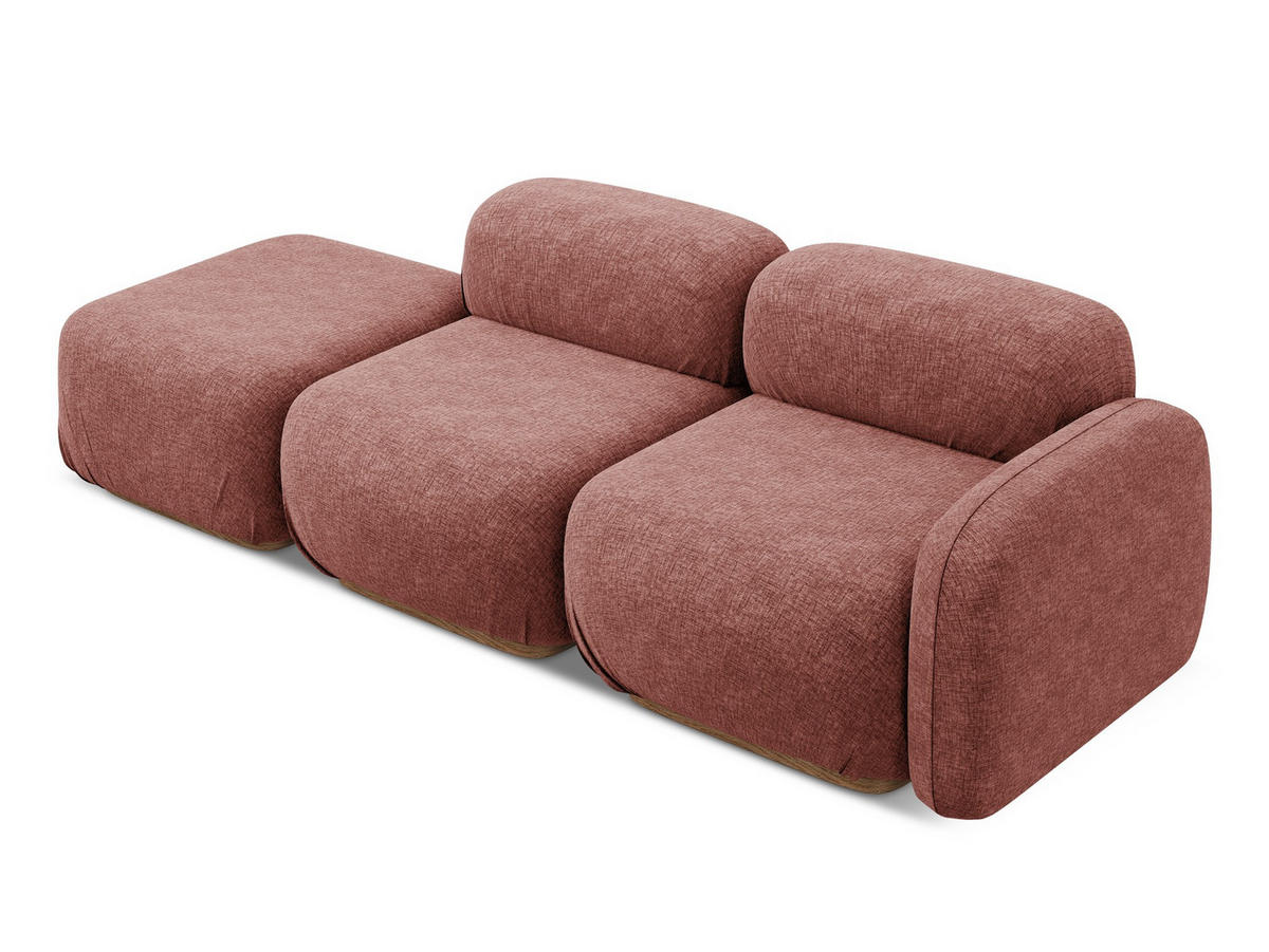 3-SITZER SOFA Links Chenille Stoff Pink - Pink/Hellrosa, Holz/Textil (258/73/95cm) - Makamii