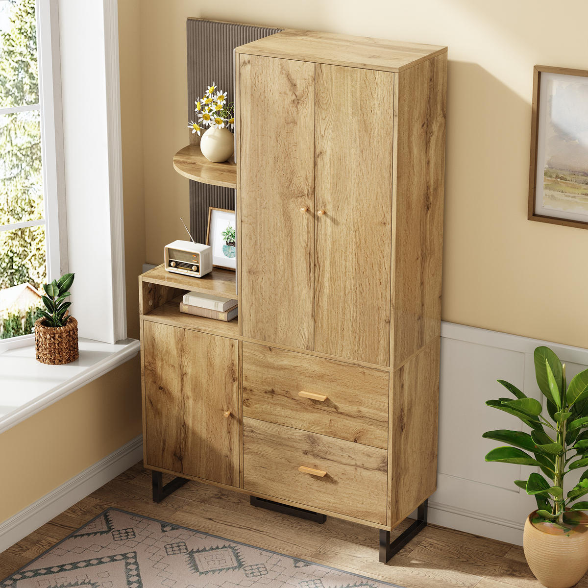 GARDEROBE 110x186x38 cm gepolstert - Naturfarben, Holz (110/186/38cm) - LEBENLANG