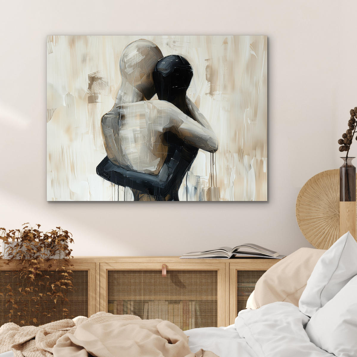 KOVOVÝ OBRAZ Abstraktné - Láska - Čiernobiele - Moderné 80x60 cm - čierna, kov (80/60cm) - MuchoWow