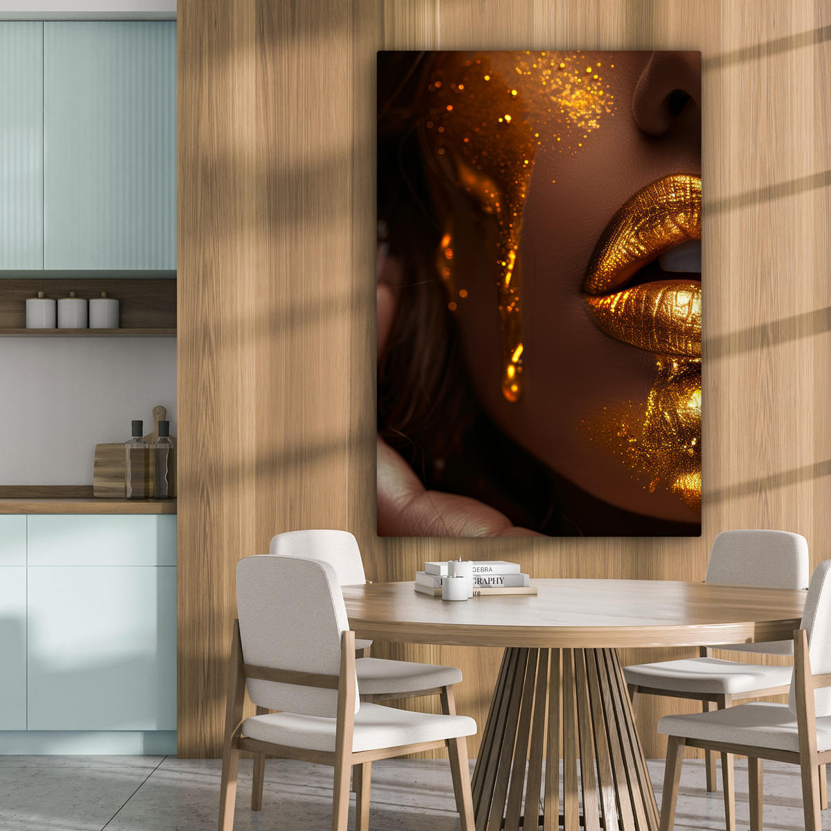 LEINWANDBILD Frau - Gold - Luxus - Porträt 80x120 cm - Goldfarben, Textil (80/120cm) - MuchoWow
