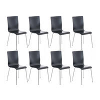 BESUCHERSTUHL 8er Set Holz schwarz - Schwarz, Holz/Metall (43/87/47cm) - CLP