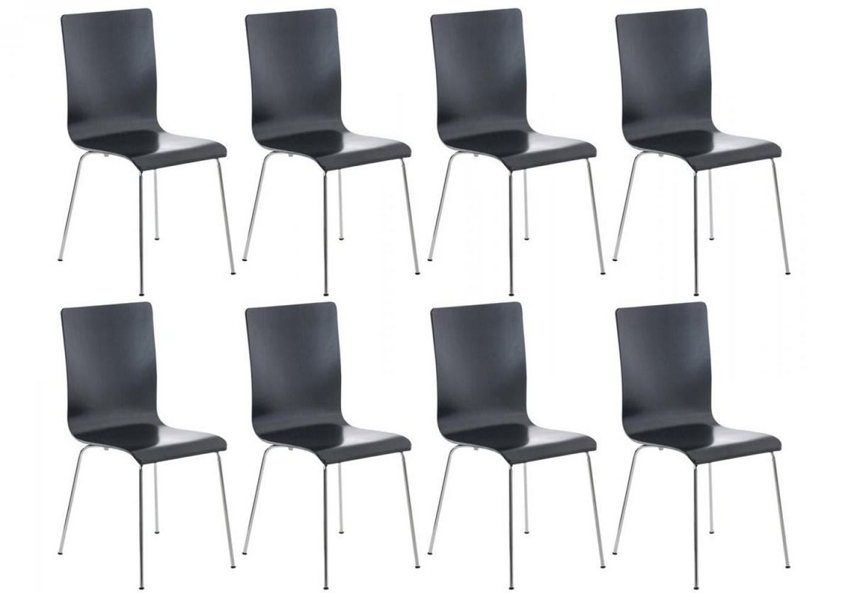 BESUCHERSTUHL 8er Set Holz schwarz - Schwarz, Holz/Metall (43/87/47cm) - CLP