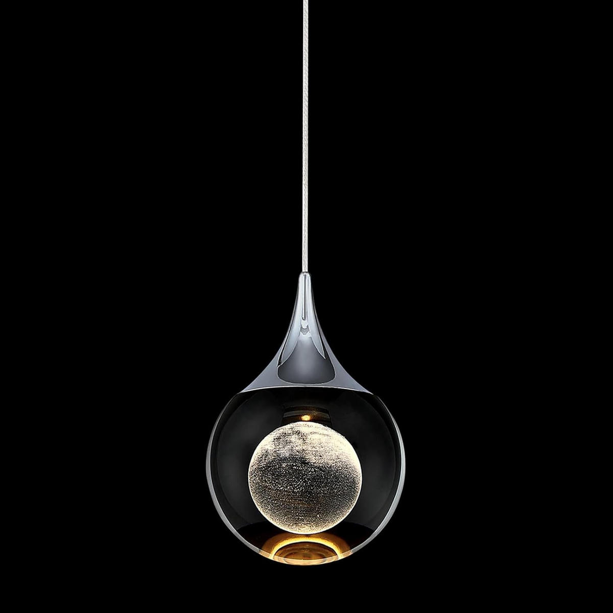 PENDELLEUCHTE Kristall Modern Chrom Mini, Kücheninsel Deckenleuchte Bad - Silberfarben, Metall (10/23/25cm) - Weltevree