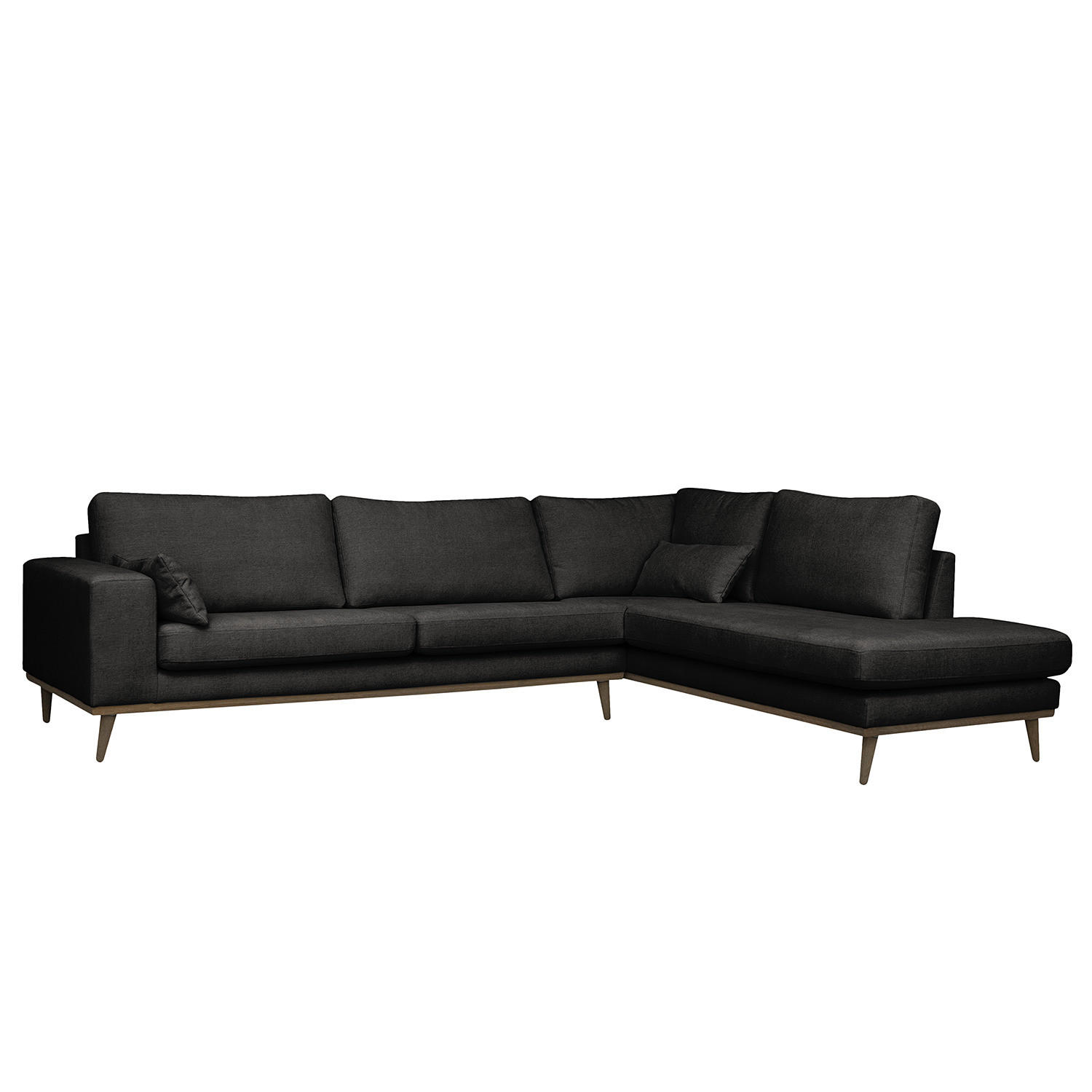 ECKSOFA mit Ottomane - Eichefarben/Schwarz, Textil (287/219cm) - home24