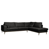 ECKSOFA mit Ottomane - Eichefarben/Schwarz, Textil (287/219cm) - home24