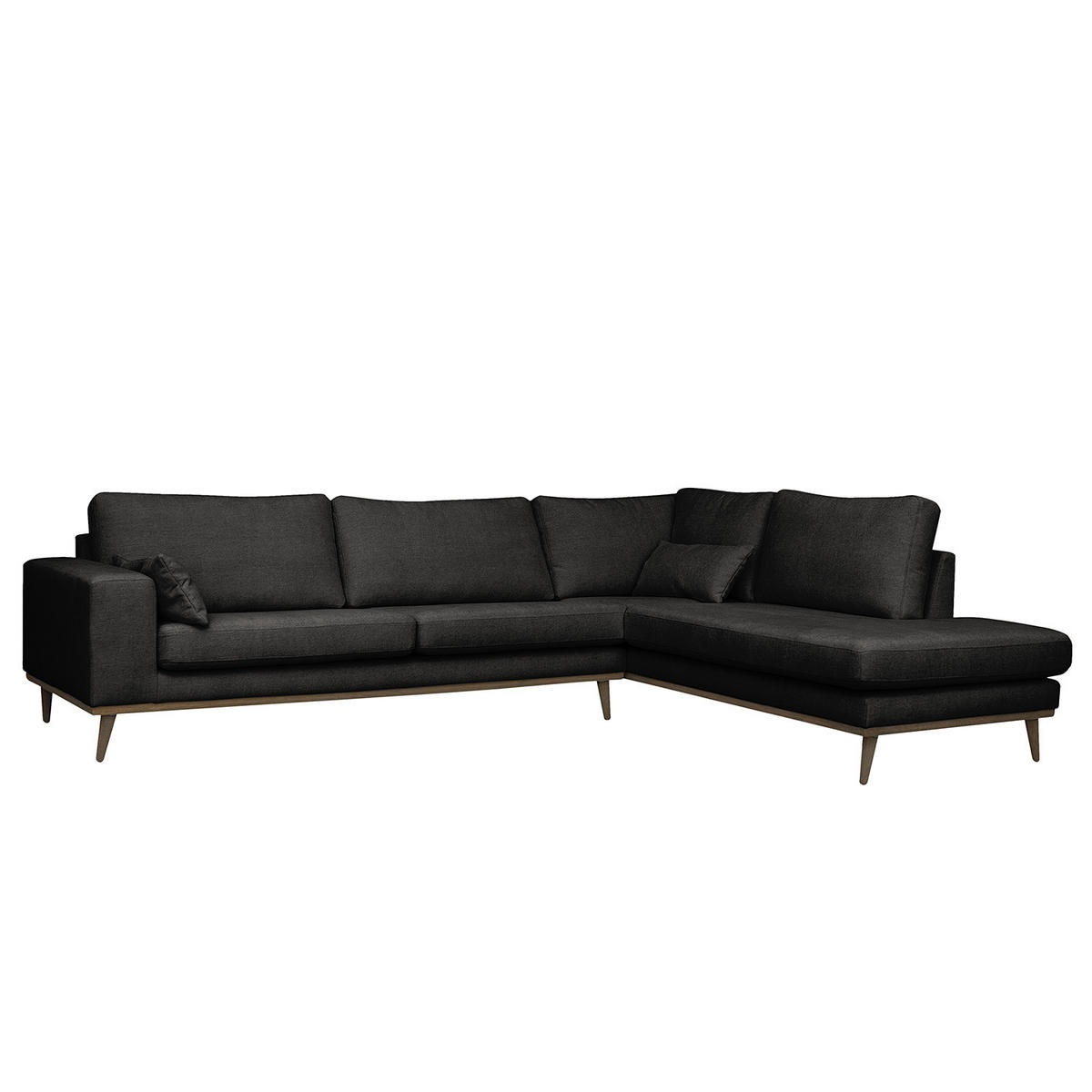 ECKSOFA mit Ottomane - Eichefarben/Schwarz, Textil (287/219cm) - home24