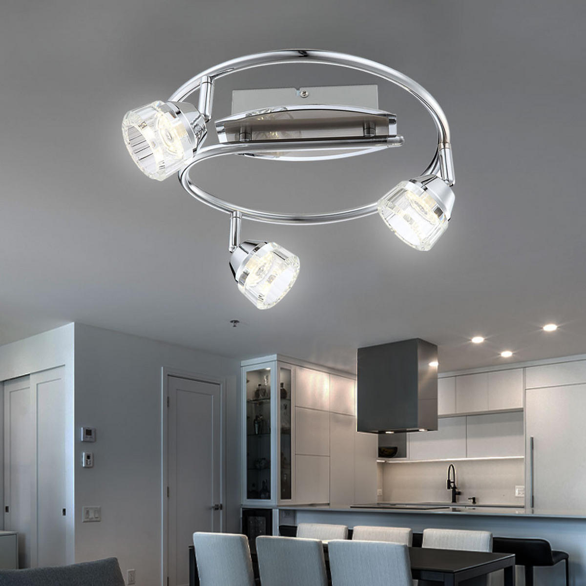 LED DECKENLEUCHTE LILIJA Chrom Silber - Silberfarben, Glas (30/30/16cm) - Globo Lighting