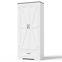 HIGHBOARD DE-38755 80/35/183 cm 2 Türen und 1 Schublade Weiß - Weiß, Holzwerkstoff (80/183/35cm) - ComfortXL
