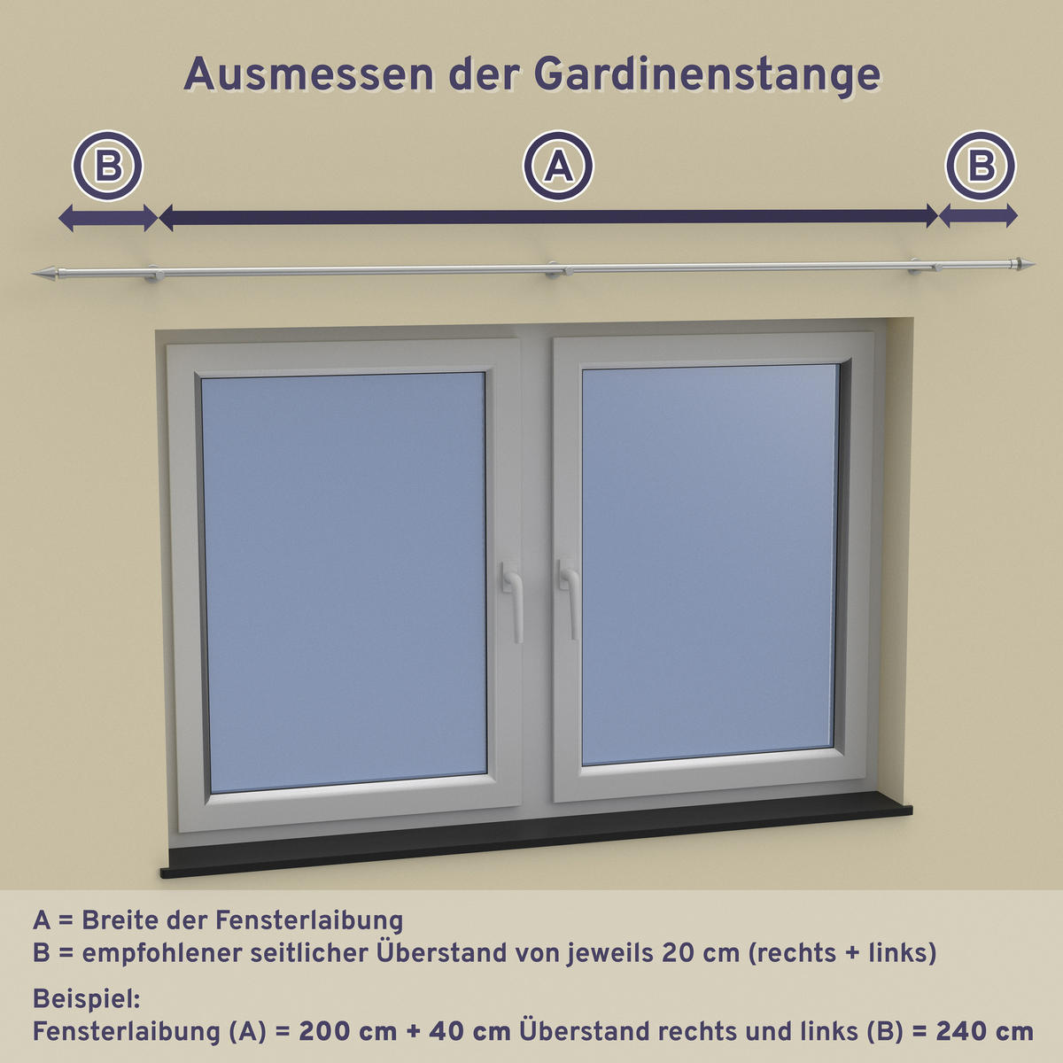 GARDINENSTANGEN-SET Platon Luino 240 cm (geteilt in 2 x 120 cm), 2-läufig (ohne Ringe), 20 mm Ø Edelstahl-Optik - Edelstahlfarben, Metall (240cm) - INTERDECO