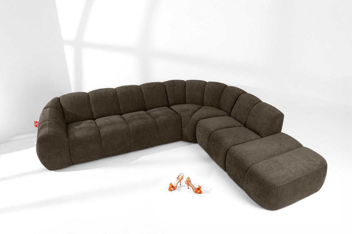 ECKSOFA RECHTS FLAVA, Braun - Braun, Holz/Holzwerkstoff (310/274cm) - KONSIMO®