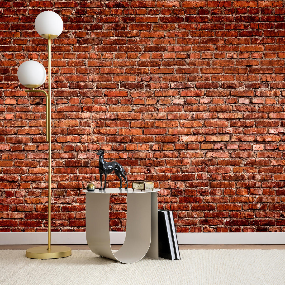 FOTOTAPETE für Wohnzimmer Alte Rote Ziegelwand Rustikal 300x210 - Rot/Orange, Papier (300/210cm) - Muralo