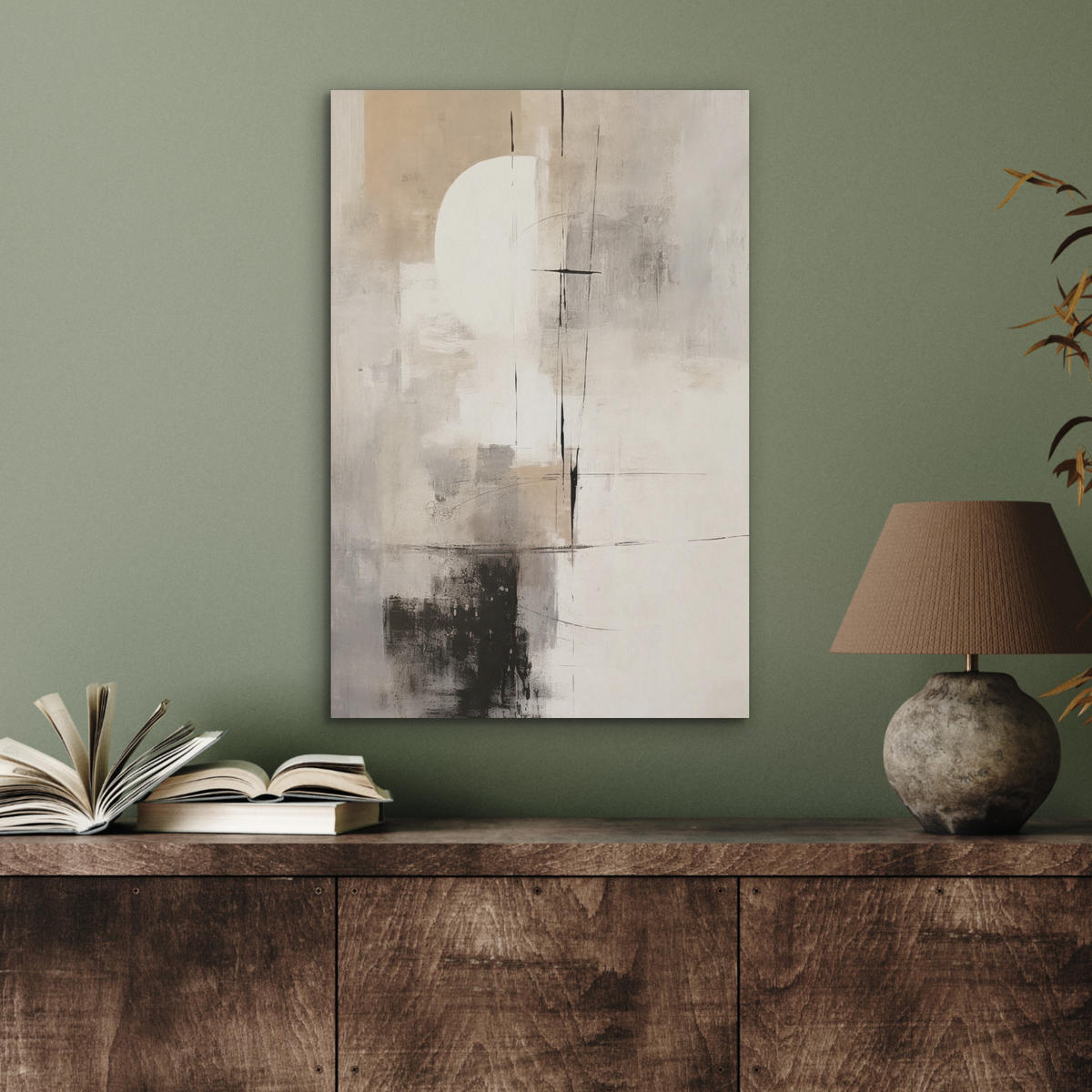 AKUSTIKBILD Abstrakt - Kunst - Grau Kunstdruck Schlafzimmer 50x70 cm - Hellgrau, Kunststoff (50/70/0.9cm) - MuchoWow