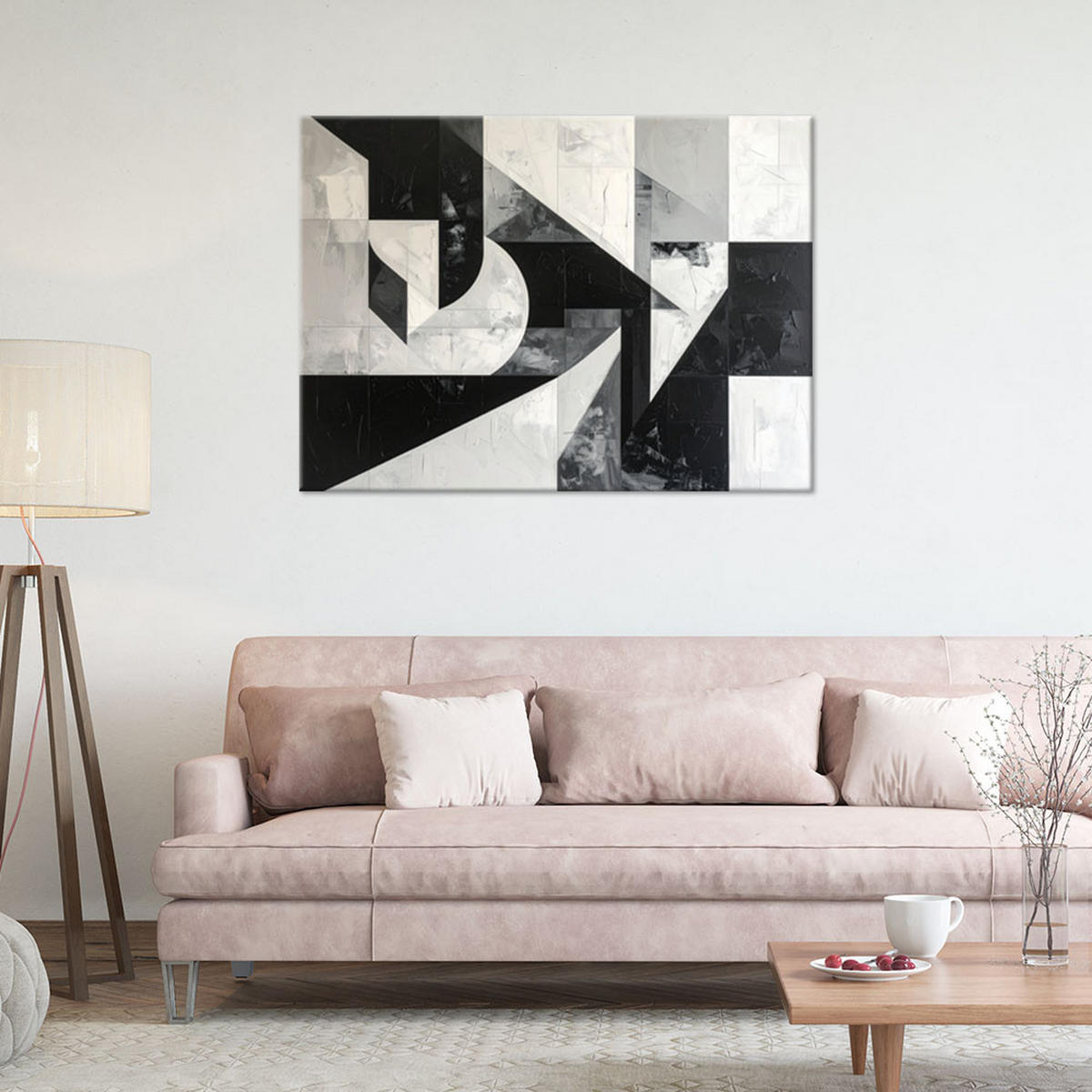 LEINWANDBILD 3D und geometrisch 90x60cm - Grau, Textil (90/60cm) - Feeby