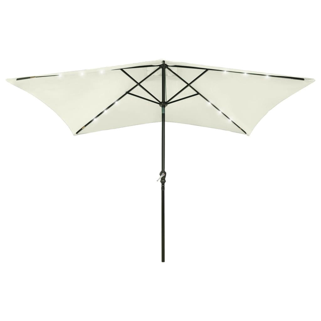SONNENSCHIRM Mit Leds Und Stahl-Mast SandWeiß 2/3 M - Sandfarben, Textil (200/300cm) - vidaXL