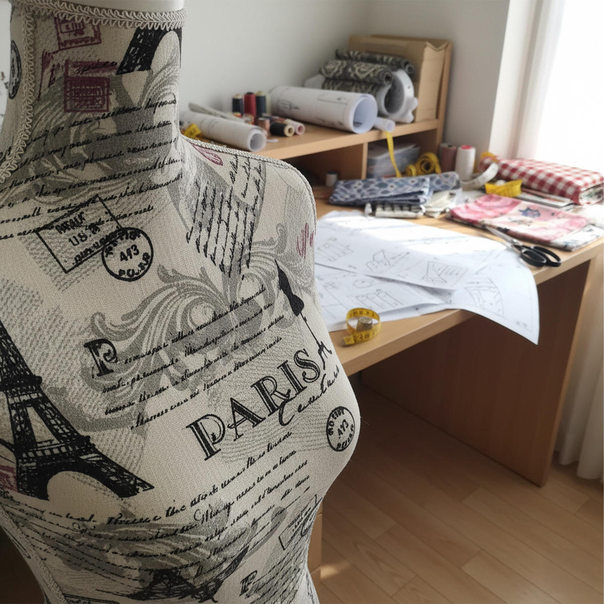 ŠIJACIA panna - viacfarebná, drevo/textil (41/167/34cm) - Relaxdays