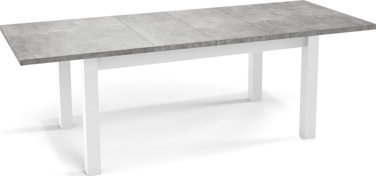 ESSTISCH Molly rechteckig ausziehbar, Grauer Beton 160-240/90/75 cm - Hellgrau/Weiß, Holz/Holzwerkstoff (90/240/75cm) - WFL GROUP