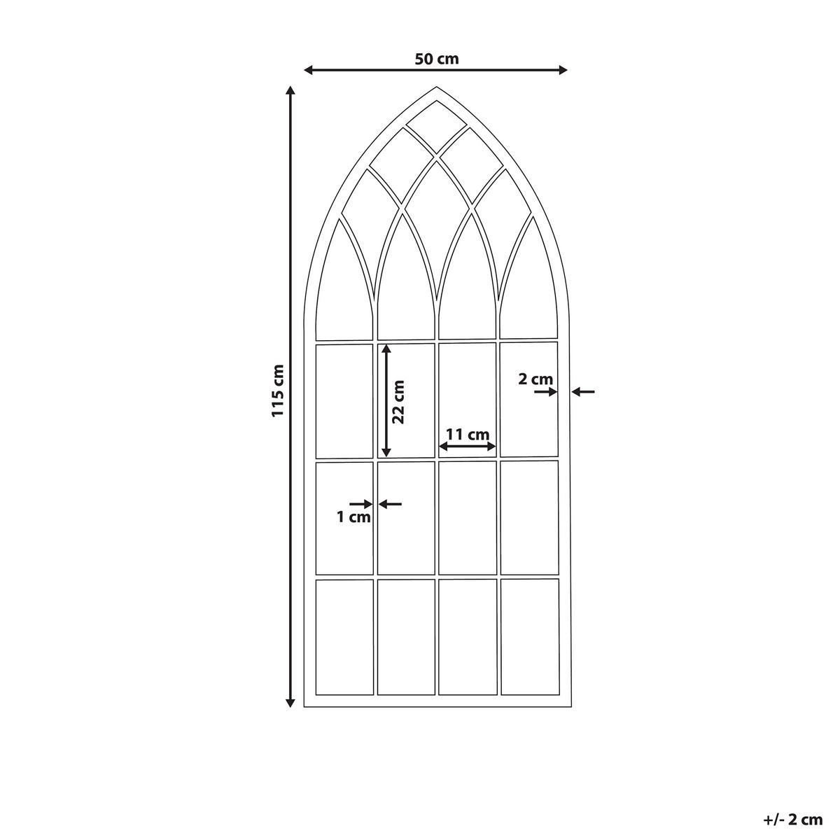 WANDSPIEGEL schwarz Fensteroptik 50/115 cm Cassel - Schwarz, Metall (50/115/2cm) - Beliani