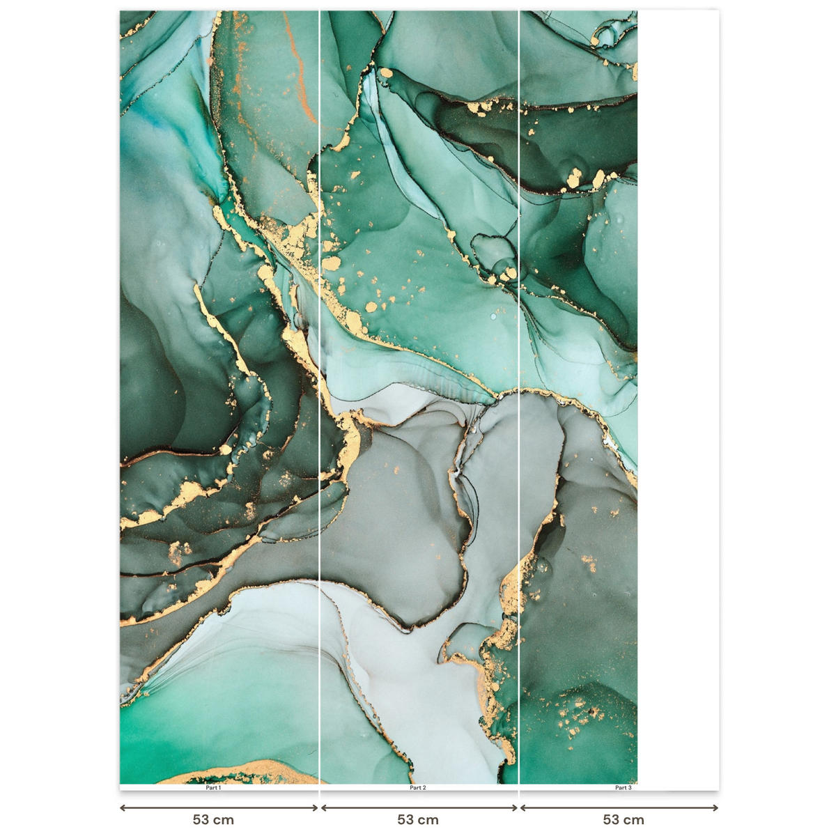 TAPETE - Gold - Marmor - Grün - Luxus - Marmoroptik - Grau - 140x220 cm - Grün, Papier (140/220cm) - OnlyWow
