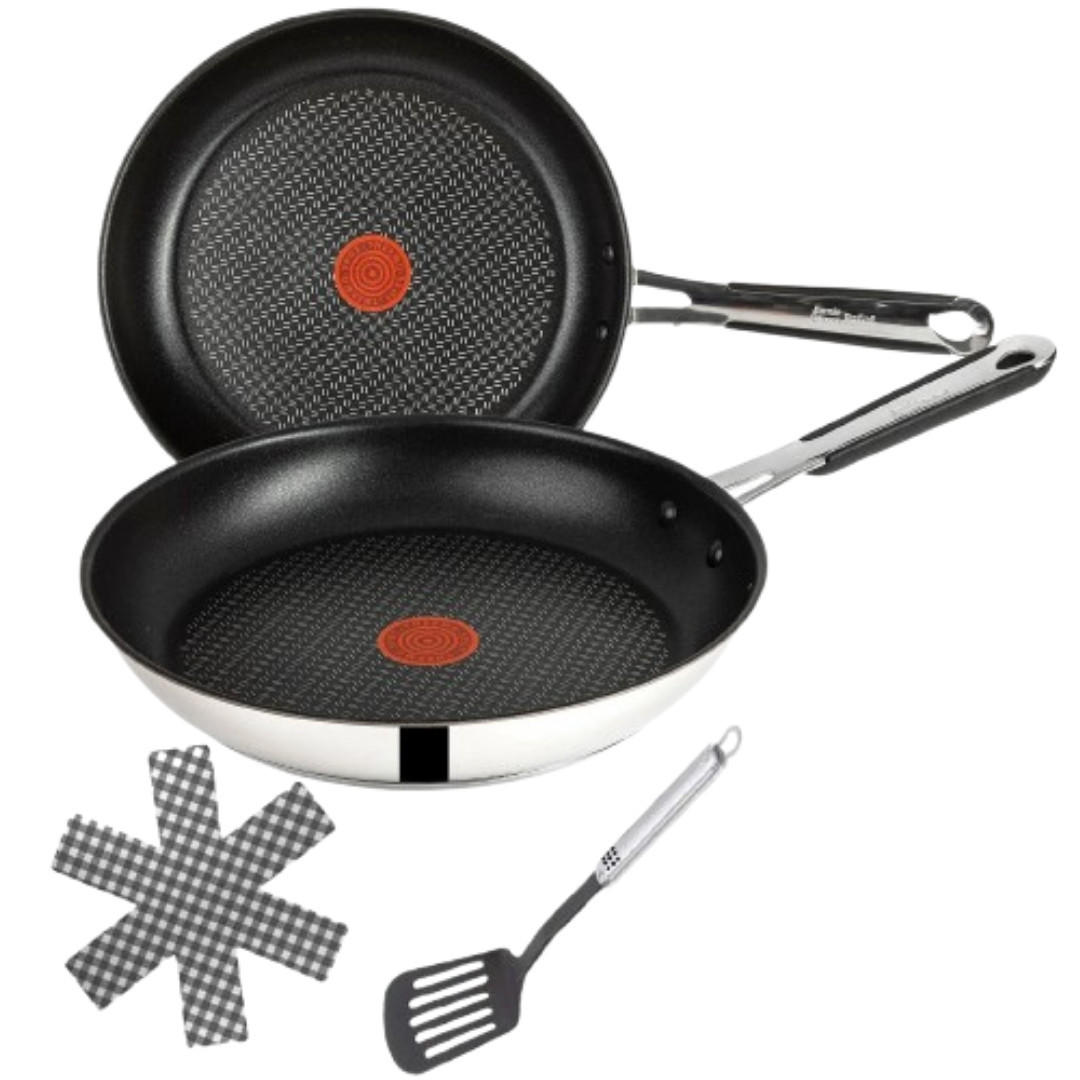 BRATPFANNE E76 Jamie Oliver 26 cm 3-tlg Edelstahl Antihaft Induktion - Silberfarben/Schwarz, Metall (26cm) - Tefal