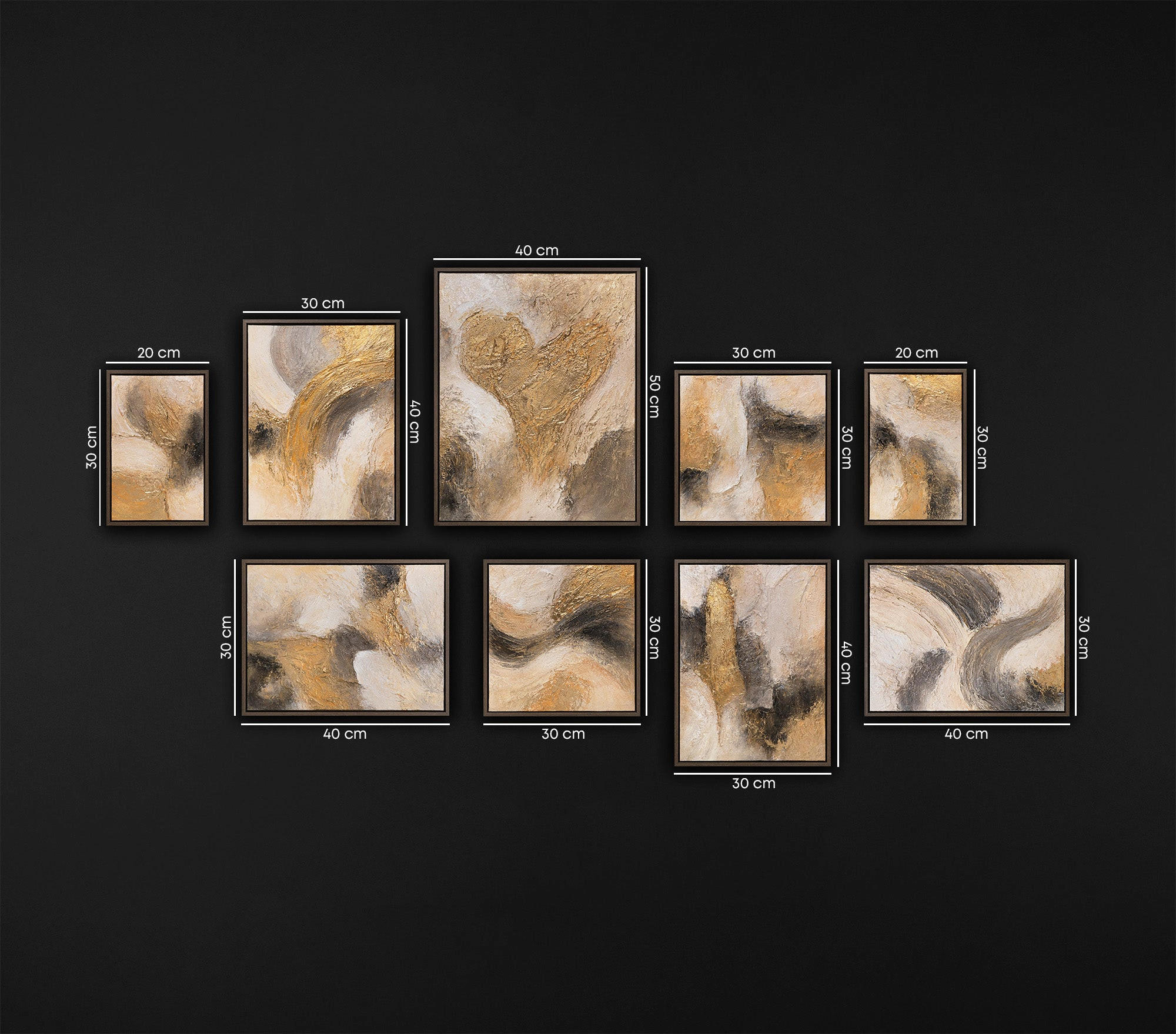 GEMÄLDE Blitz der Inspiration Schattenfugenrahmen Grau 9-teilig - Grau, Holz (160/90cm) - YS-art gallery