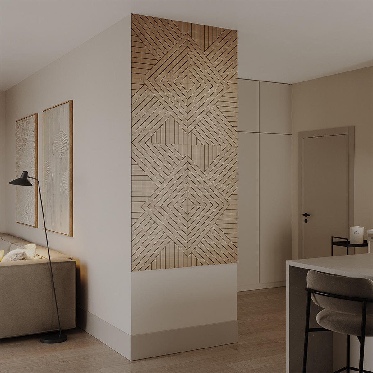 WANDPANEEL Eiche 8 Stück, Rechts - Eichefarben, Holzwerkstoff (52/52/0.8cm) - Vicco