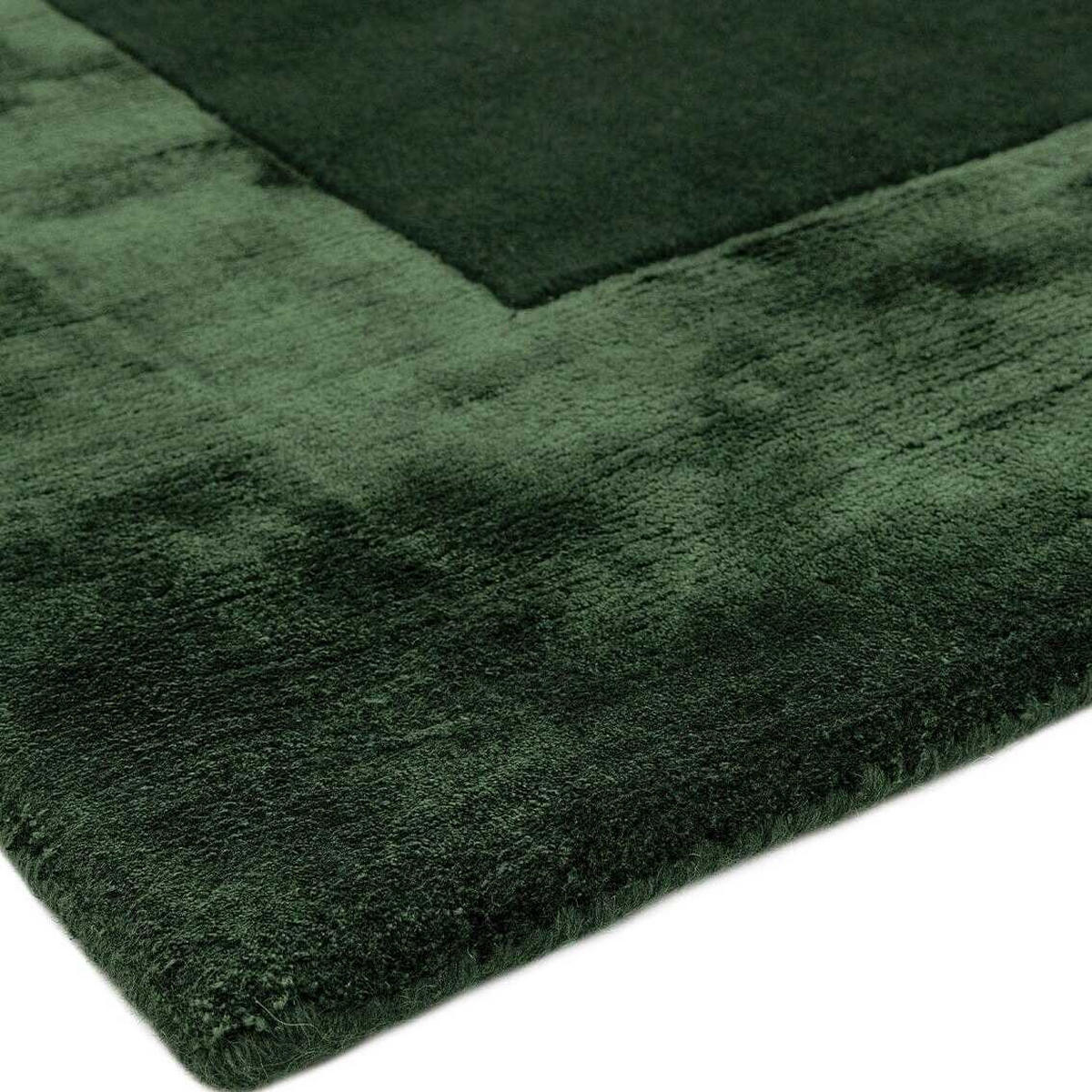 TEPPICH Wolle handgewebt einfarbig mit Viskosebordüre TYNE, Grün 200x290 cm - Grün, Textil (200/290cm) - KADIMA DESIGN