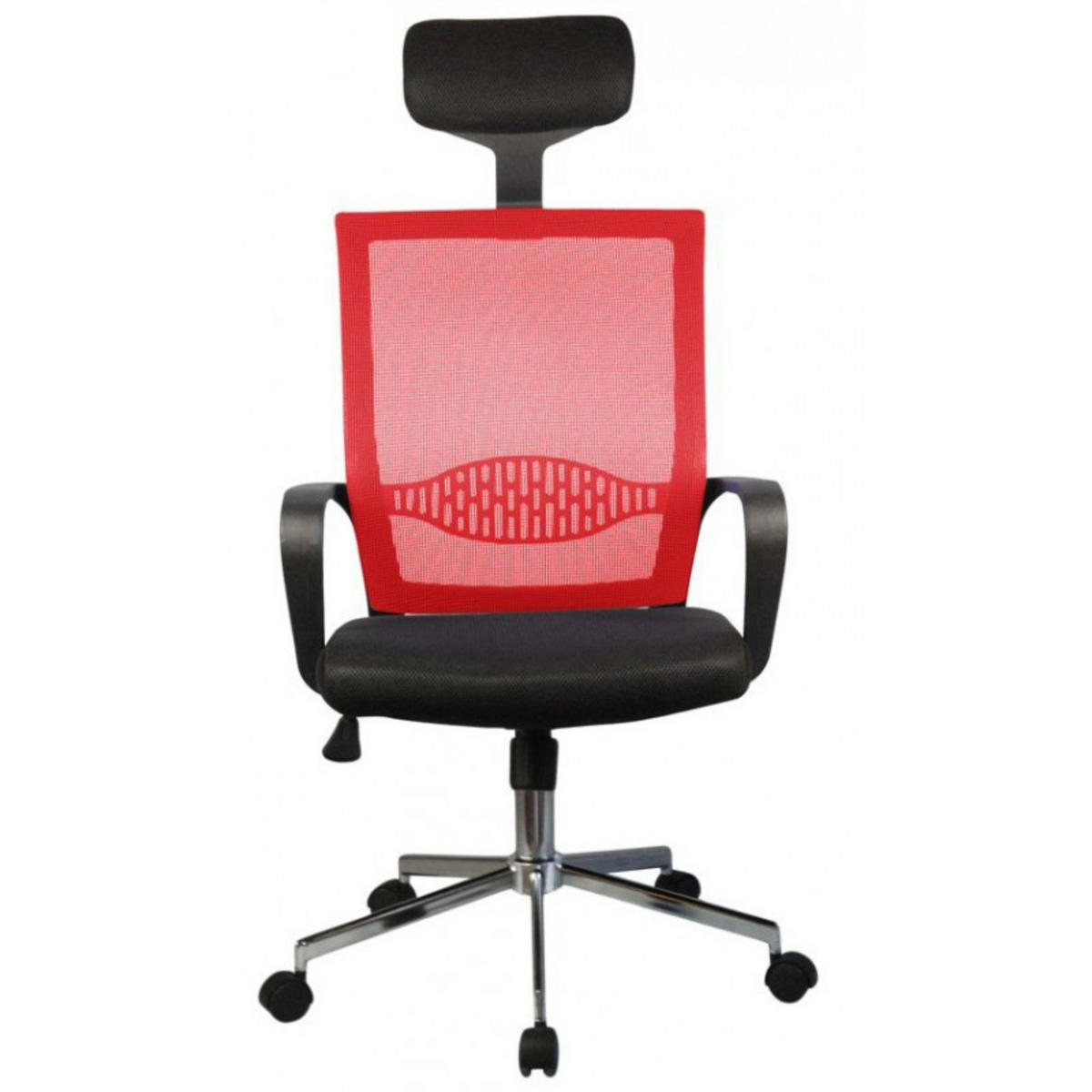 DREHSTUHL Netzstoff Rot - Rot/Silberfarben, Kunststoff/Textil (58/126/60cm) - Akord