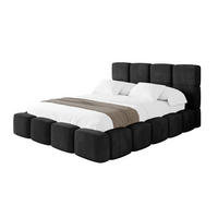 POLSTERBETT mit Bettkasten und Lattenrost, Bett mit Kopfteil, Boxbett ohne Matratze, Doppelbett mit Stauraum - NATA 120x200 Schwarz - Schwarz Hochglanz, Holzwerkstoff/Textil (120/200cm) - ALTDECOR