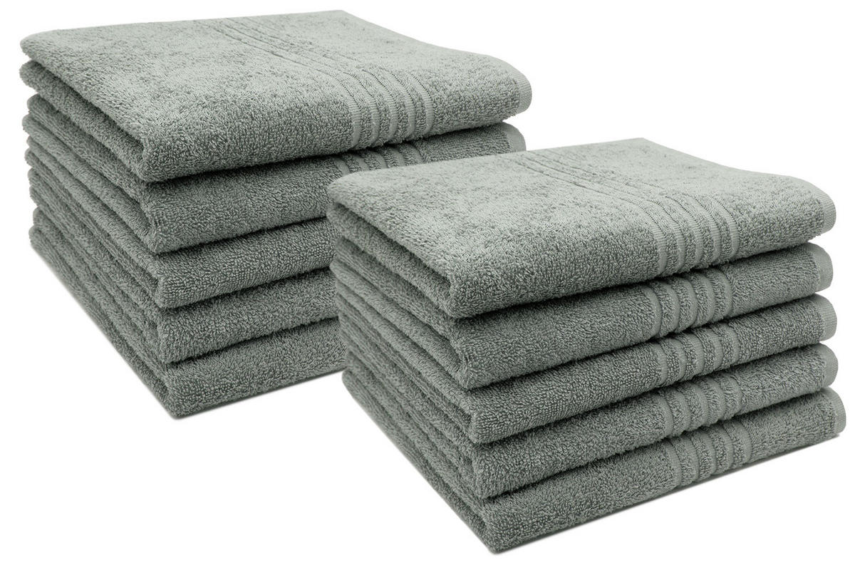 HANDTÜCHER, 10er-Set, 50x100 cm, 100% Baumwolle, Grau - Grau, Textil (50/100cm) - Zollner