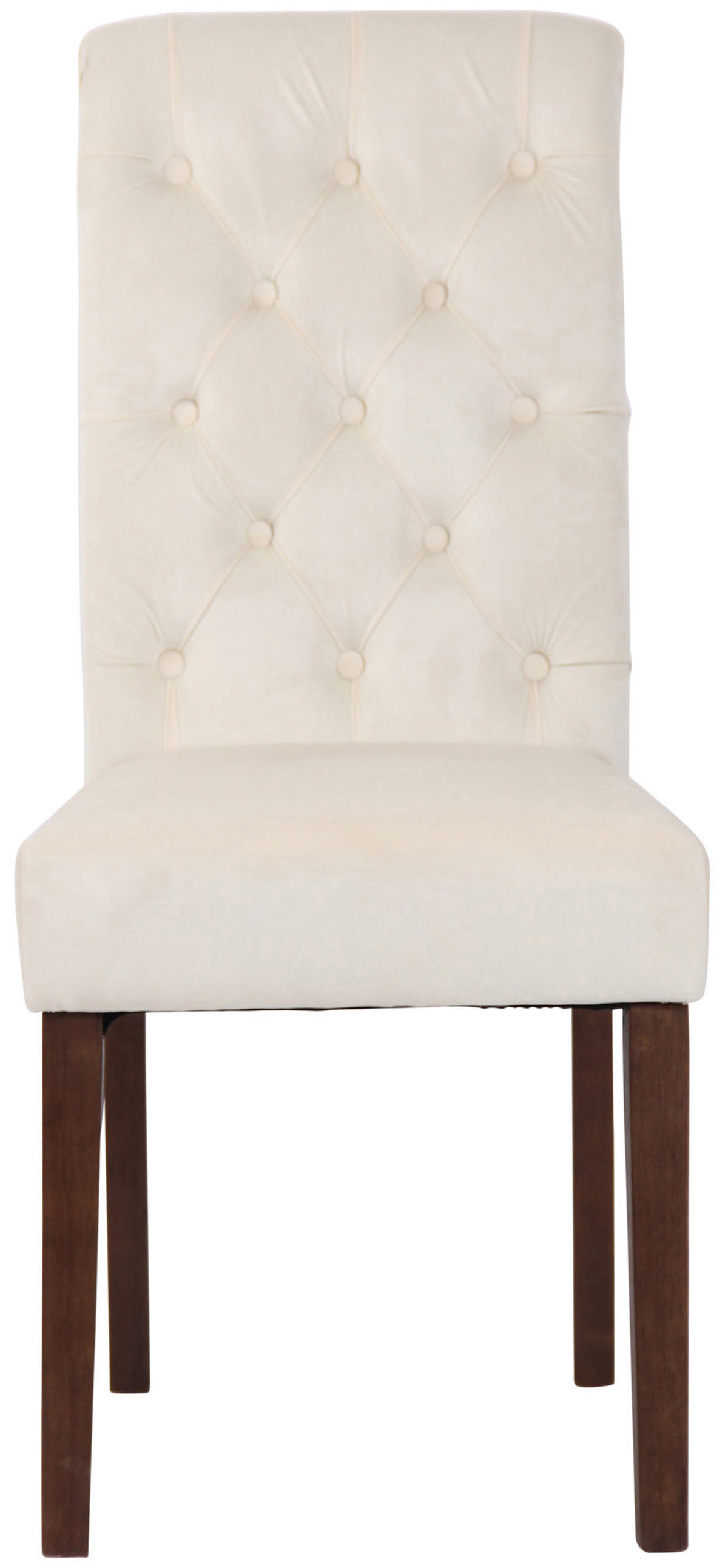 ESSZIMMERSTUHL Lisbon Samt, Gestell Kautschukholz Braun Creme - Naturfarben/Braun, Holz/Textil (45/98/63cm) - TPFLiving