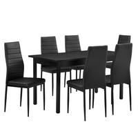TISCHGRUPPE Bjerkvik - Schwarz, Holzwerkstoff/Textil (140/75/60cm) - [en.casa]