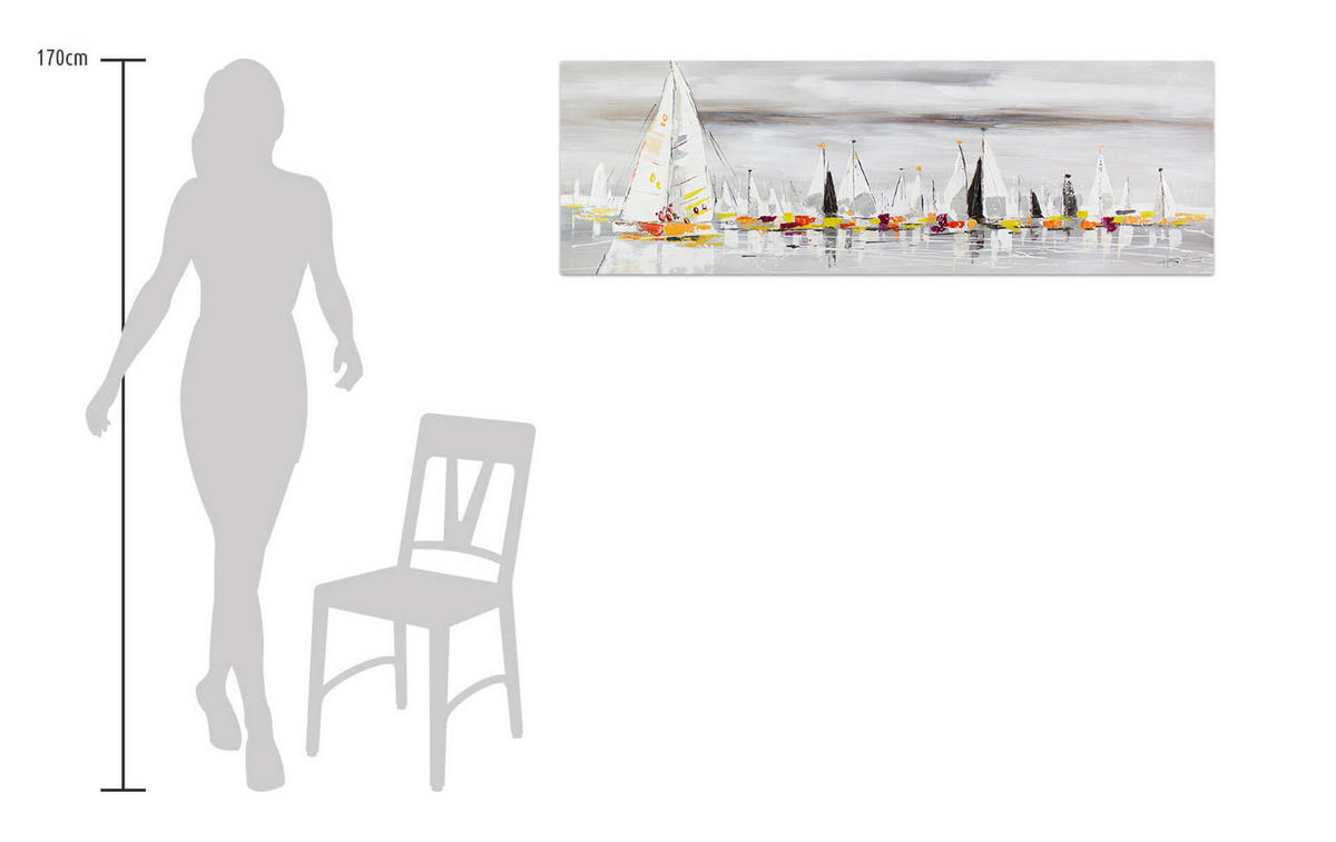 ÖLGEMÄLDE 150/50 cm - Grau, Holz/Textil (2/50cm) - KUNSTLOFT
