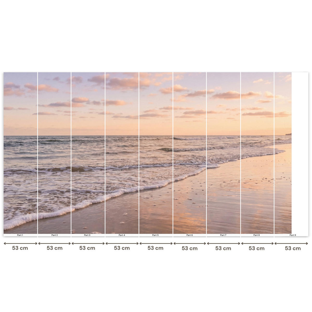 TAPETE - Strand - Brandung - Wolken - 500x280 cm - Hellrosa, Papier (500/280cm) - OnlyWow