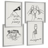 BILDER SET 4er Set - 50x50 cm & 40x60 cm Silberner Rahmen - Fröhliche Momente mit Champagner - Silberfarben, Kunststoff (50/50cm) - TULUP
