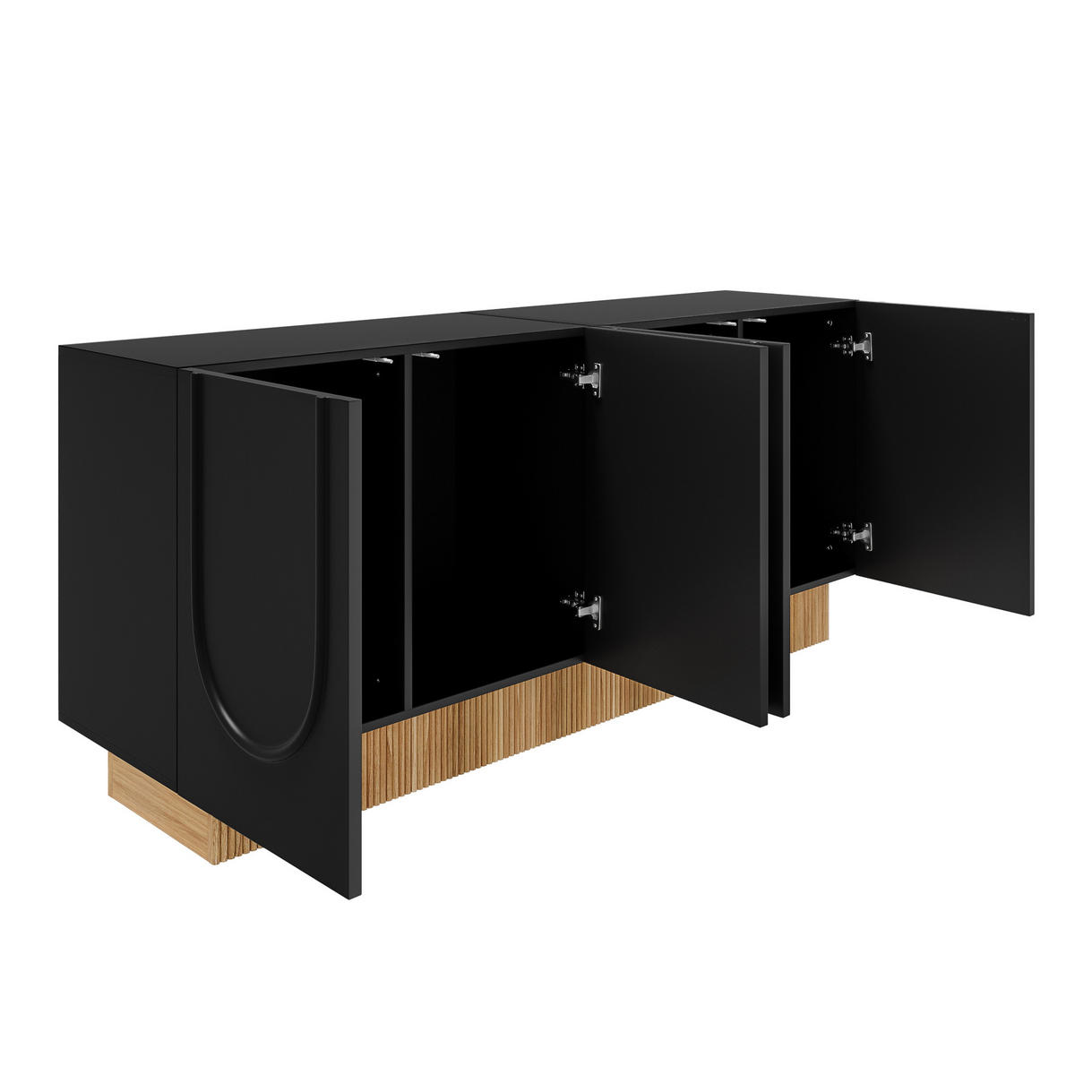 SIDEBOARD Schwarz-Holzfarbe 160/38/75 cm - Schwarz, Holzwerkstoff (160/75/38cm) - PANGIVO