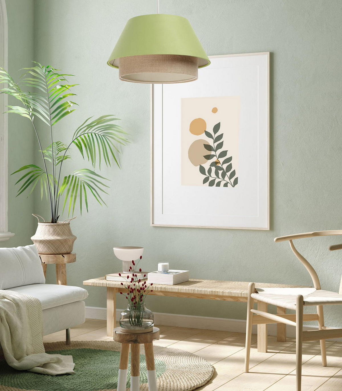 HÄNGELEUCHTE Grün 40/24 cm - Beige/Grün, Kunststoff (40/1.3/24cm) - ONZENO