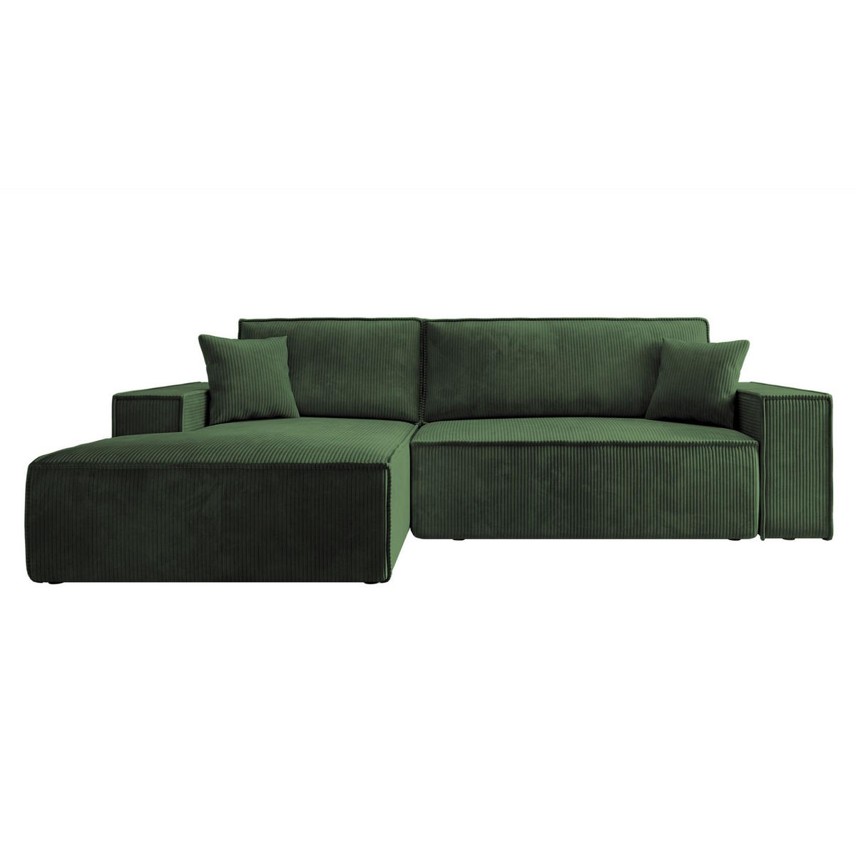 ECKSOFA Farese New Grün Cord - Schwarz/Grün, Kunststoff/Textil (267/167cm) - Selsey