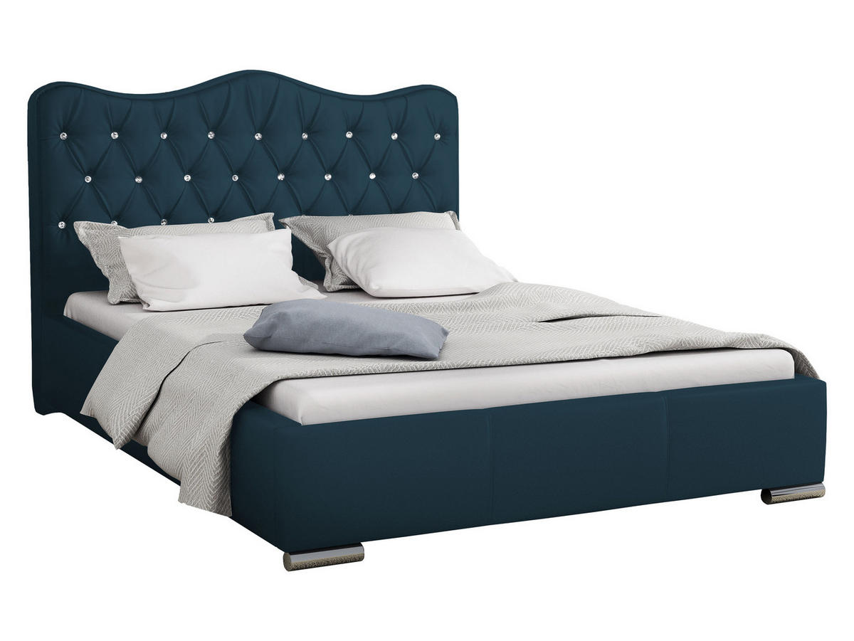 POLSTERBETT Santorini - Dunkelblau, Holz (160/200cm) - MIRJAN24
