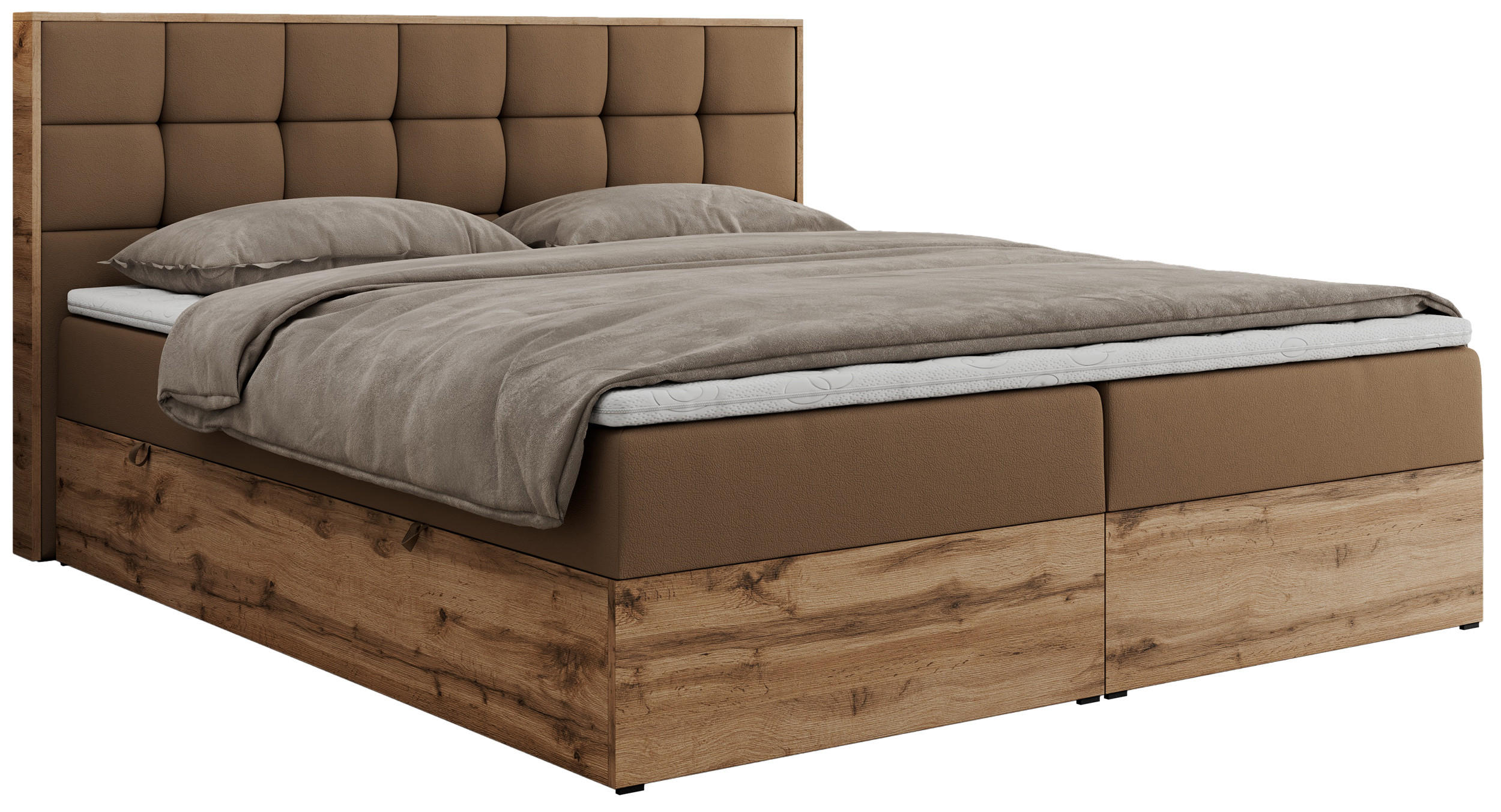BOXBETT ALBERO 1 - 120/200 Braun Kunstleder - H3 - Braun, Holz/Textil (120/200cm) - MKS