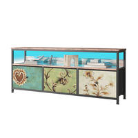 TV-SCHRANK Tigermaser-Optik mit LED-Licht & 4 bunten Stoffschubladen - Multicolor, Holzwerkstoff (29.8/57/137cm) - SHOPENTRA