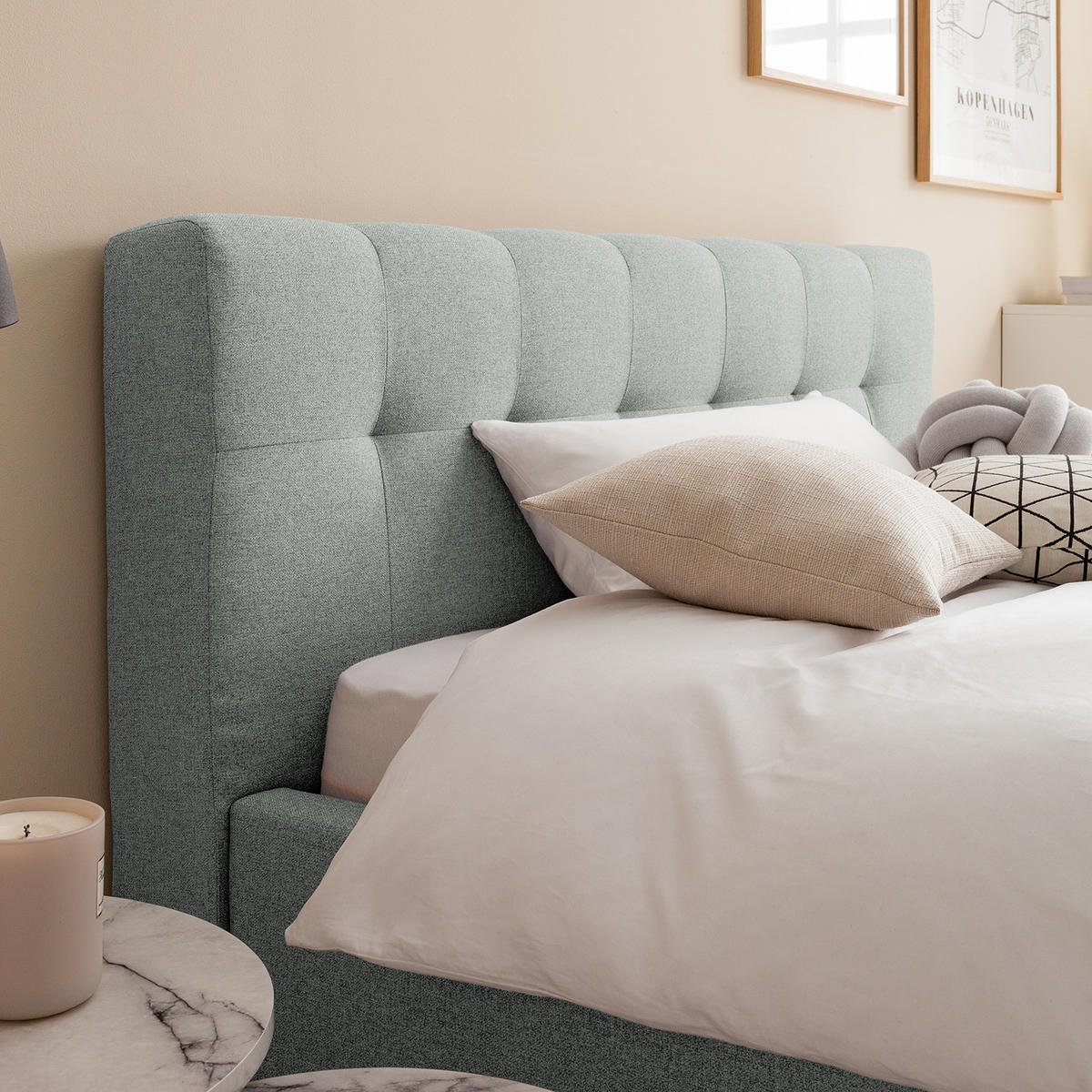 POLSTERBETT - Webstoff - Mintgrün, Holz/Textil (160/200cm) - home24