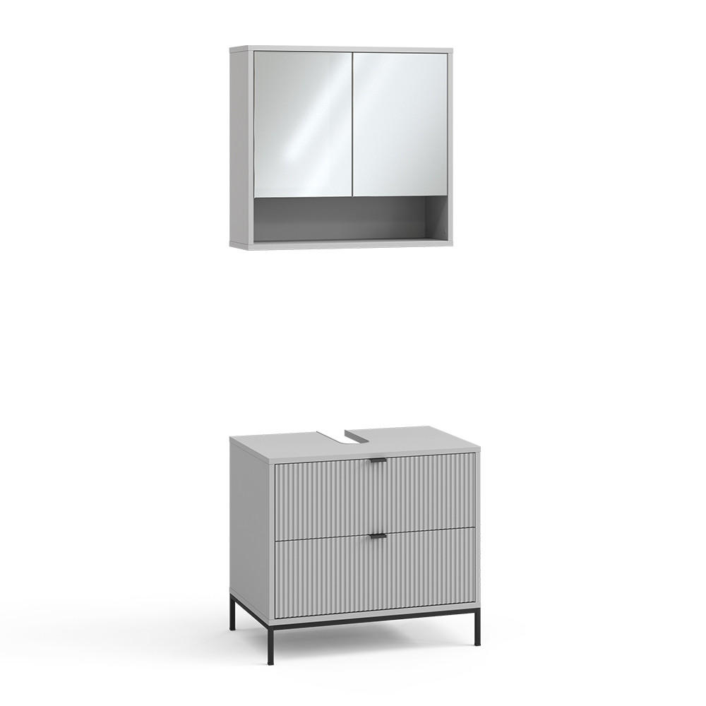 BADMÖBEL-SET Eliza Grau 2 Teile - Grau, Holzwerkstoff (70/63/45.1cm) - Vicco