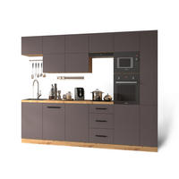 KÜCHENZEILE 340 - Langen KL1-M340 in Grau/Matt - Schwarz/Grau, Holz (340/212/58cm)