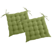 SITZKISSEN 2er Set 16-Punkt grün 40/40 cm mit Steppung und Halte-Bändern - Grün, Textil (40/40/4cm) - wometo